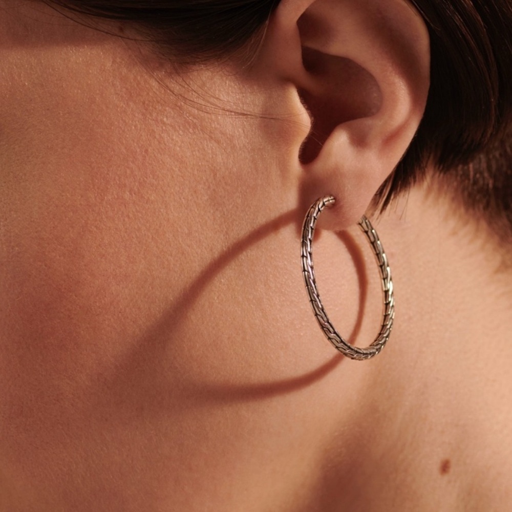 John Hardy Carved Hoop Earrings